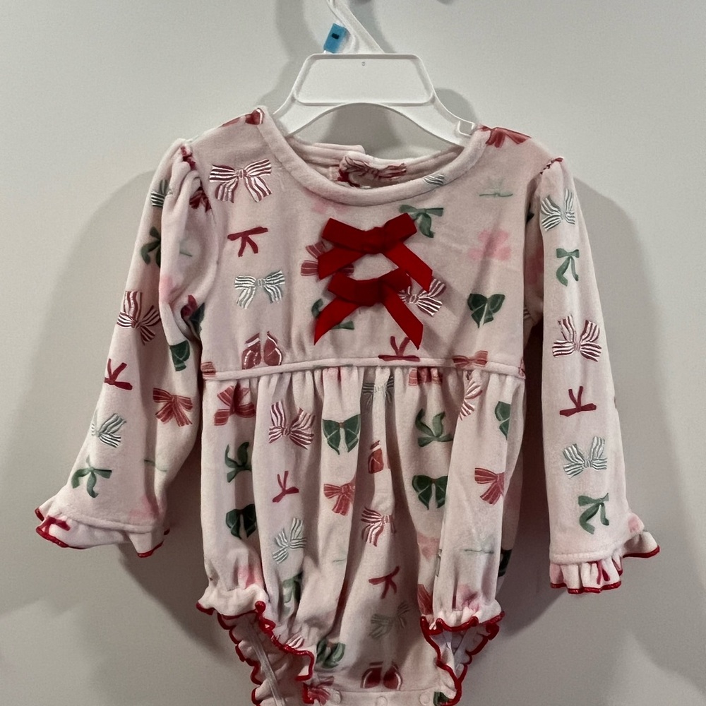 Adorable Chick Pea Pink and Red Bow One Piece
